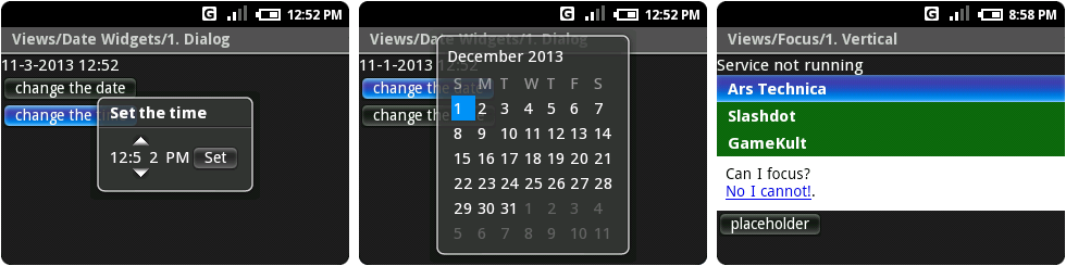 时间设置和日历,有点字间距问题,以及以Ars为特色的垂直列表测试。