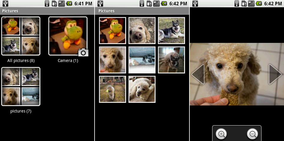 “相册”的所有相册视图,单个相册视图,以及单张图片视图。