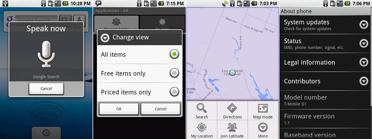 安卓1.1的所有新特性:语音搜索,安卓市场付费应用支持,谷歌纵横,设置中的新“系统更新”选项。