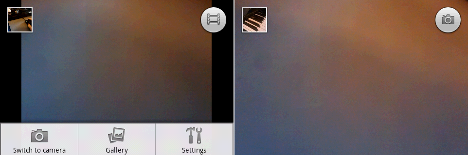 摄像机和相机界面,屏幕上有触摸快门。