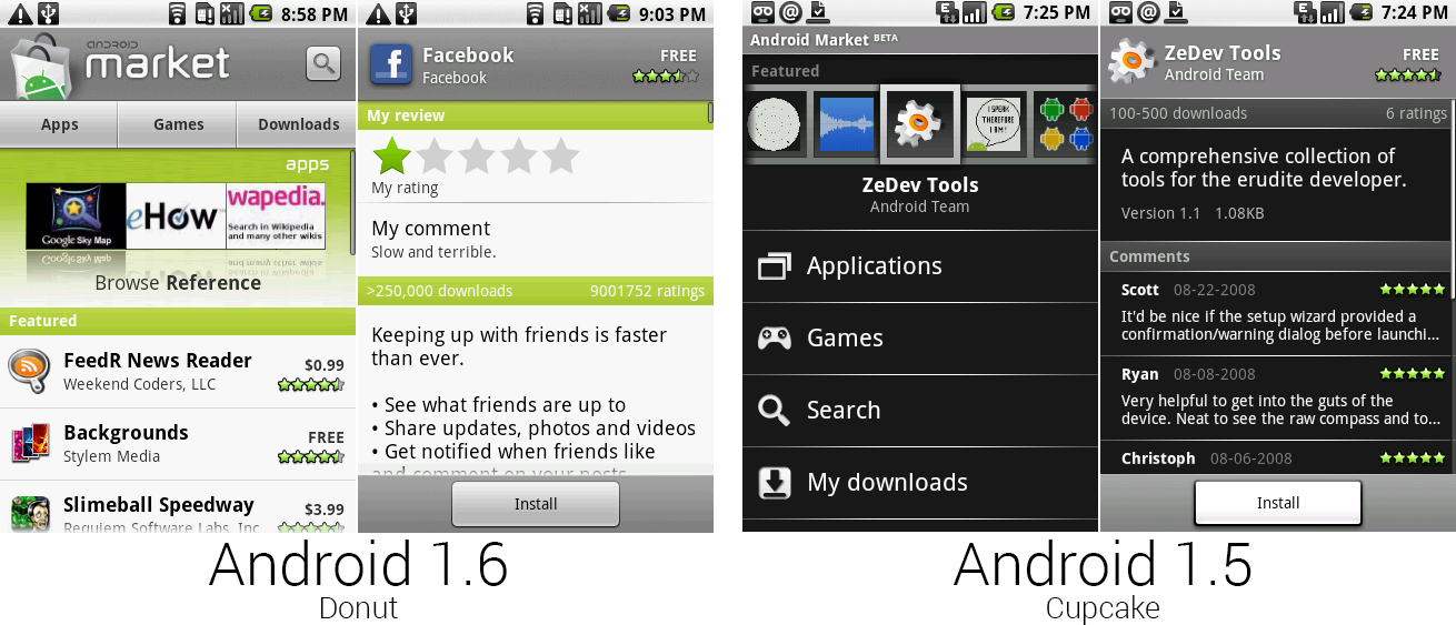 新版安卓市场——黑色比重减少,白色和绿色增多。