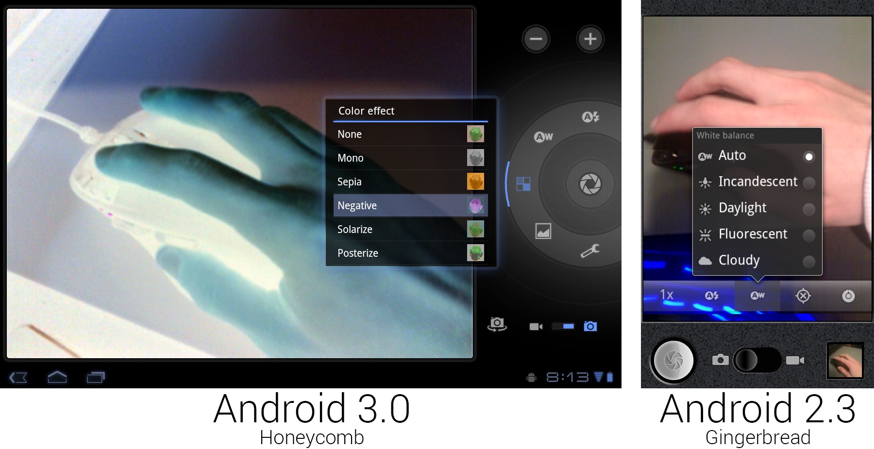 新相机界面,取景器显示的是“负片”效果。