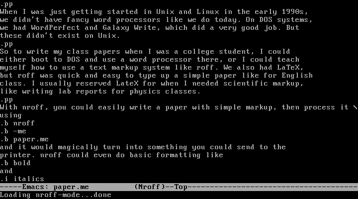 A simple nroff text document A simple nroff text document
