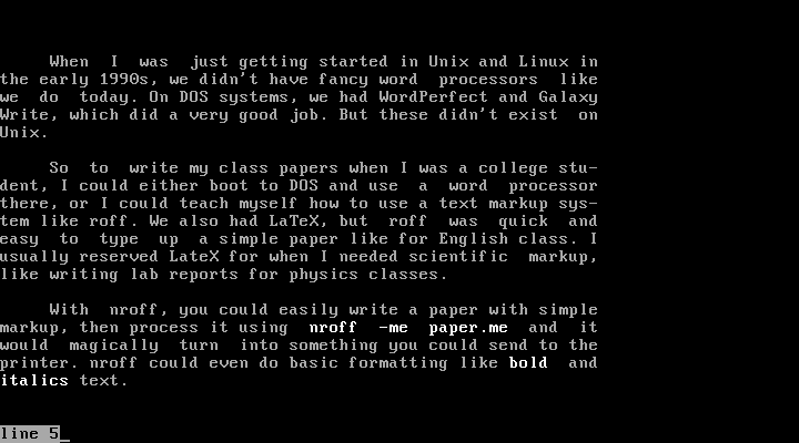 nroff text document output nroff text document output