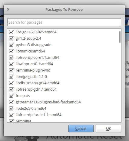remove packages 移除软件包
