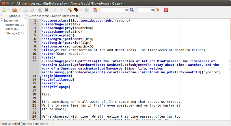 Editing a LaTeX document with Geany 用 Geany 编辑一个 LaTeX 文档