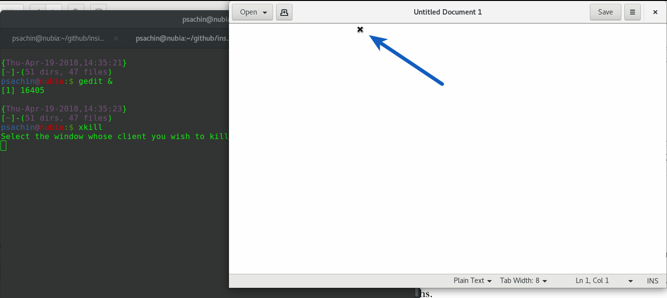 Using xkill Using xkill