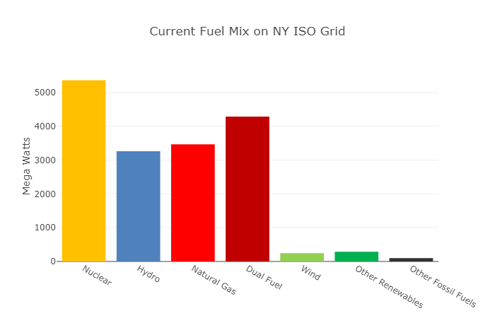 Fuel mix on NYISO grid NYISO 燃料组成情况