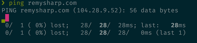 Sample ping output prettyping