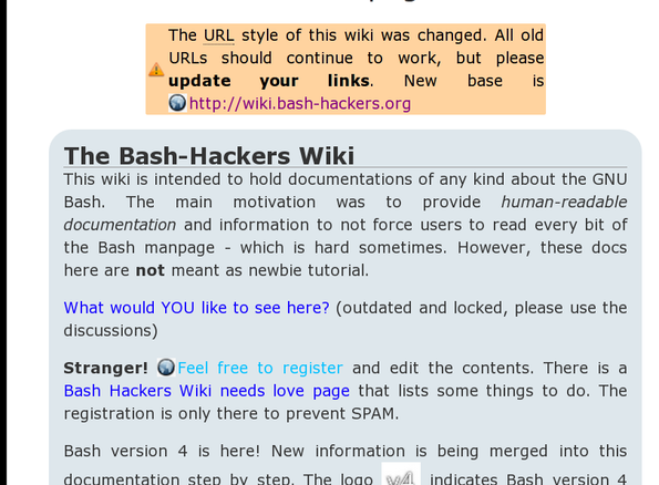 Bash hackers wiki for bash users Bash Hackers wiki