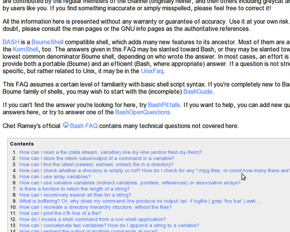 Bash FAQ: Answers to frequently asked questions about GNU/BASH Bash 常见问题:一些有关 GNU/BASH 常见问题的解决方法