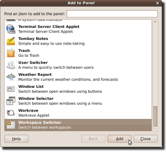 图 01:新增 workrave 对象到面板