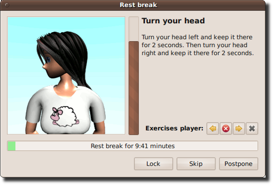 图 04:Workrave 小姐 - 引导你做伸展运动的动画