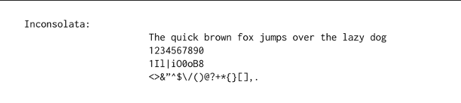 Inconsolata example Inconsolata 示例