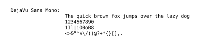 DejaVu Sans Mono example DejaVu Sans Mono example