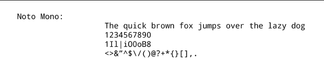 Noto Mono example Noto Mono example