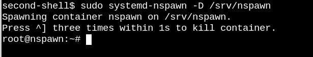Console - system-nspawn invocation Console - system-nspawn invocation