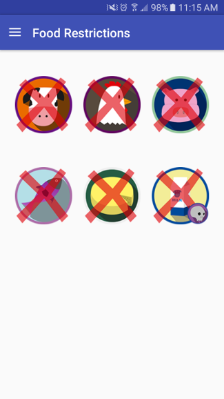 Food Restrictions app Food Restrictions app