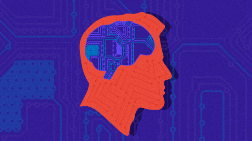 human head, brain outlined with computer hardware background human head, brain outlined with computer hardware background