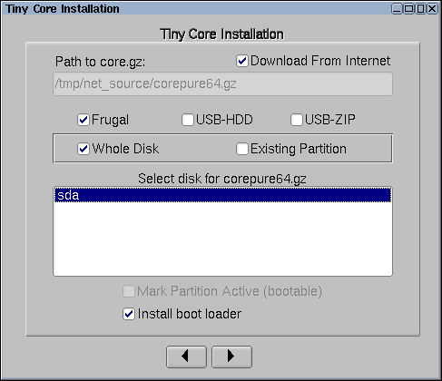 Tiny Core installer Tiny Core installer