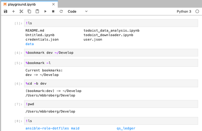 Screenshot of commands from JupyterLab Screenshot of commands from JupyterLab