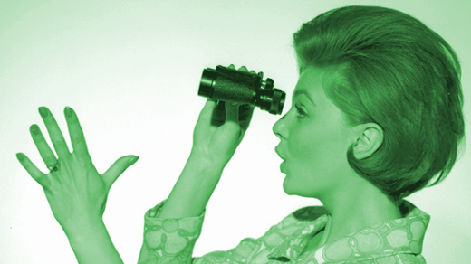 Looking back with binoculars Looking back with binoculars