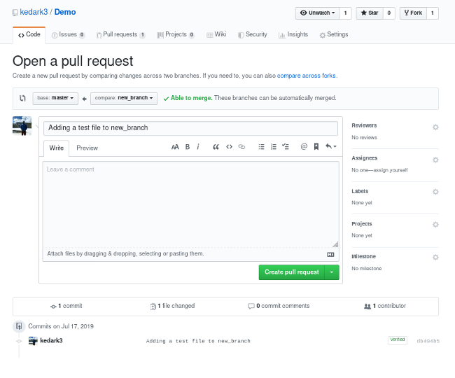 GitHub's Open pull request button GitHub’s Open pull request button