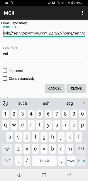 Specifying SSH port in MGit Specifying SSH port in MGit