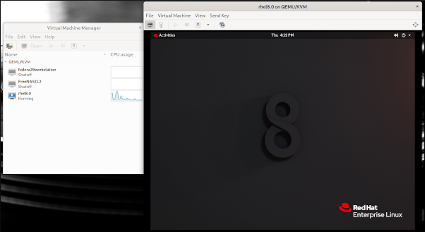 Red Hat Enterprise Linux 8 running in VMM Red Hat Enterprise Linux 8 running in VMM