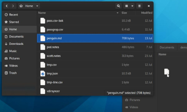 Moving a file in GNOME. Moving a file in GNOME.