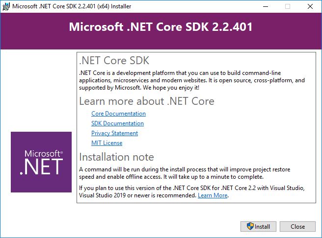 Installing dotnet on Windows Installing dotnet on Windows