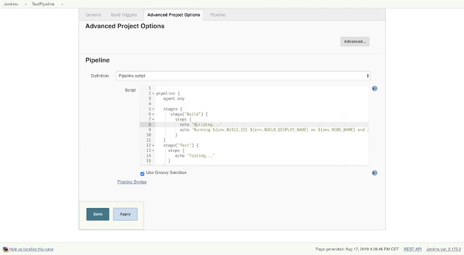 Configure to Run as Jenkins Script Configure to Run as Jenkins Script