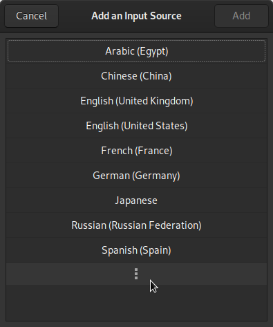 Add an Input Source panel Add an Input Source panel