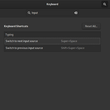 Changing keystroke combination in GNOME settings Changing keystroke combination in GNOME settings