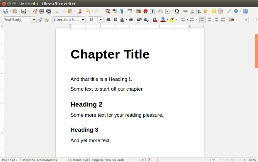 Example of LibreOffice styles LibreOffice styles in action