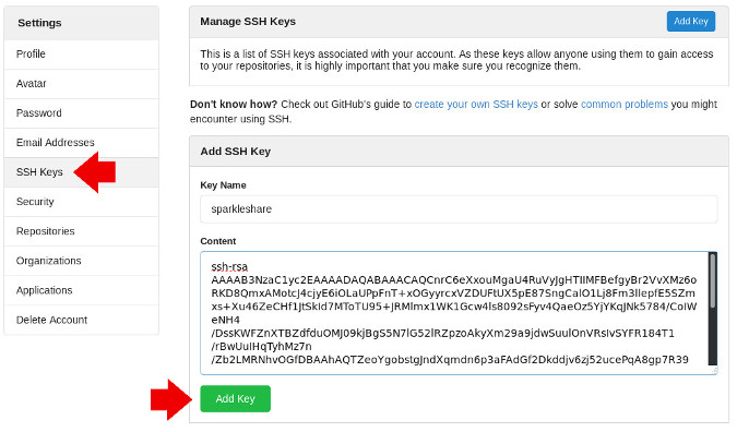 Adding an SSH key Adding an SSH key
