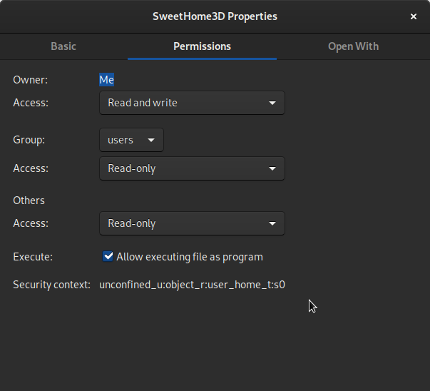 Sweet Home 3D permissions Sweet Home 3D permissions