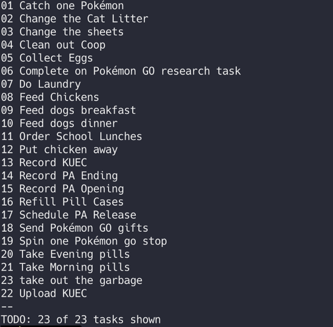 Basic todo.txt list Basic todo.txt list