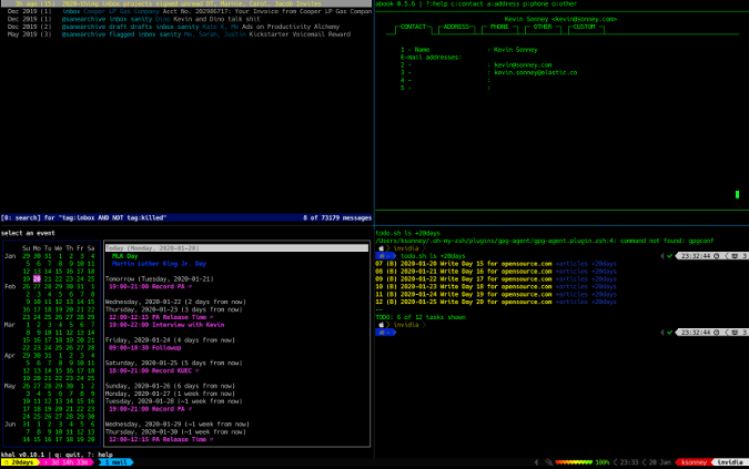 sample layout launched by tmuxinator sample layout launched by tmuxinator