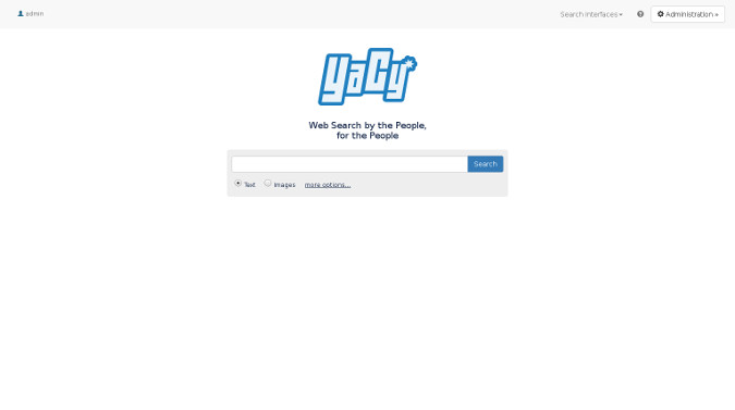 YaCy start page YaCy start page