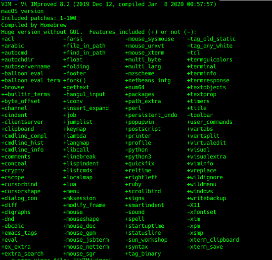 Enabled and Disabled things in vim Enabled and Disabled things in vim