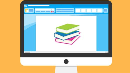 Computer browser with books on the screen 电脑浏览器阅读书籍界面