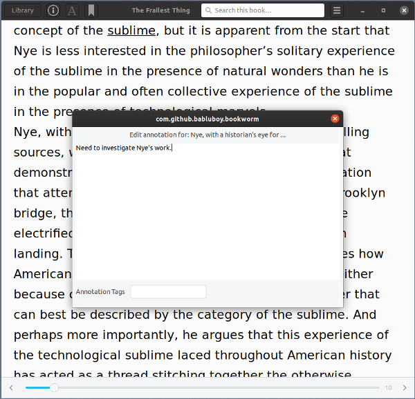 Annotations in Bookworm Bookworm 注释
