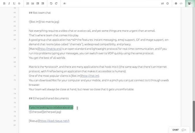 Etherpad screenshot Etherpad screenshot