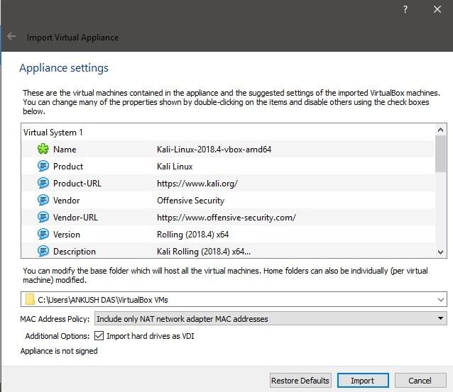 将硬盘驱动器导入为 VDI