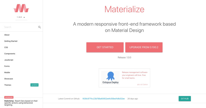 Materialize homepage Materialize homepage