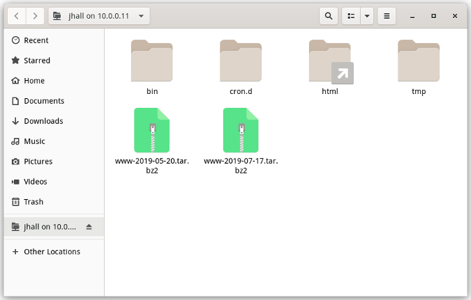 GNOME file manager connection GNOME file manager connection