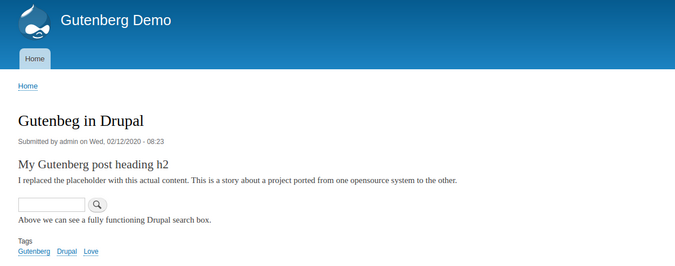 Drupal Gutenberg output Drupal Gutenberg output