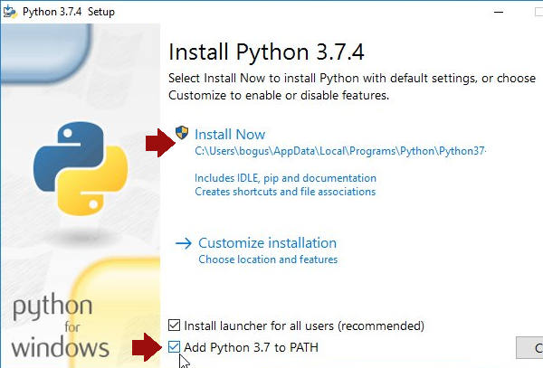 Select "Add Python 3 to PATH" Select “Add Python 3 to PATH”