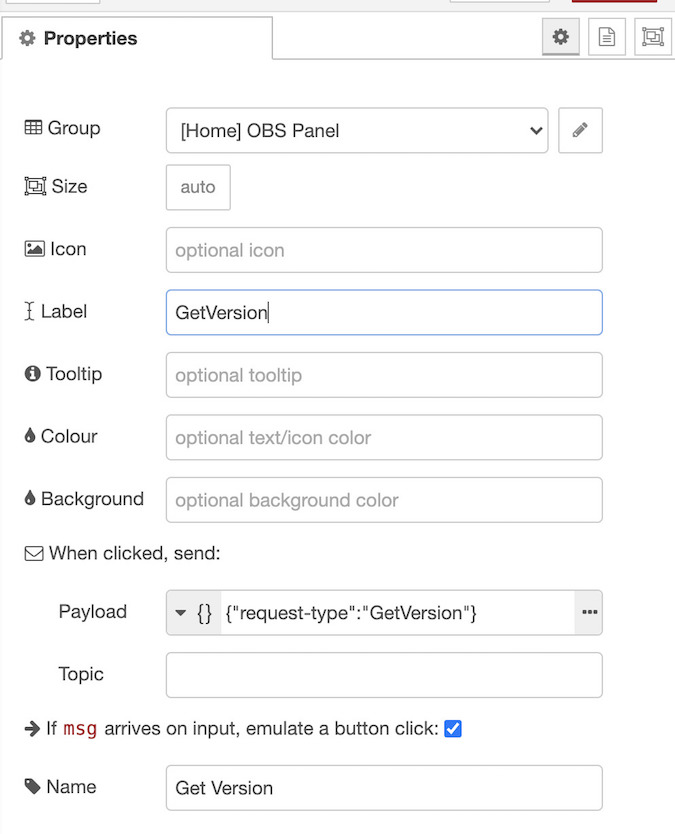 Setting up the button Setting up the button